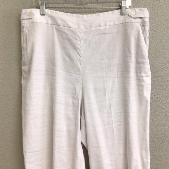 Talbots Pants Women’s 16 Petite White Linen Blend Wide Leg High Rise - Picture 3 of 8